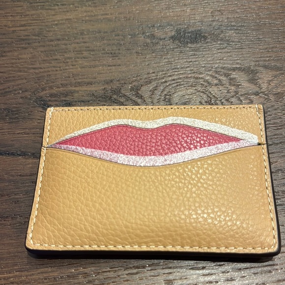 Coach Tan and Pink Lip Card Holder - Picture 2 of 5
